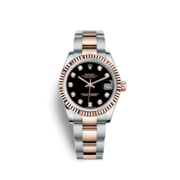 Rolex Datejust 31 Rolesor Everose Fluted / Oyster / Black Diamond