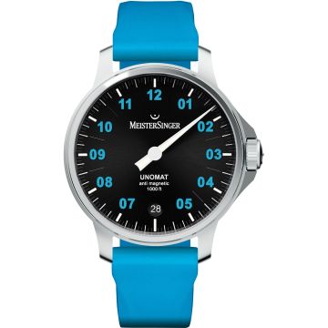 MeisterSinger Unomat Black with Arctic Blue