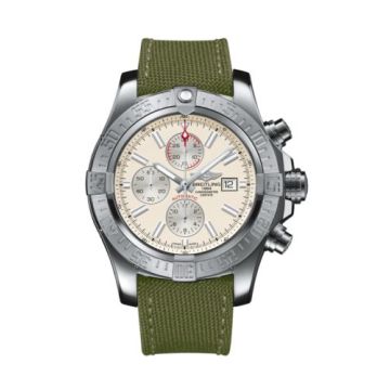 Breitling Super Avenger II Stainless Steel / Stratus Silver / Military / Pin
