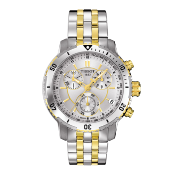 Tissot PRS 200 Quartz Chronograph Two Tone Silver