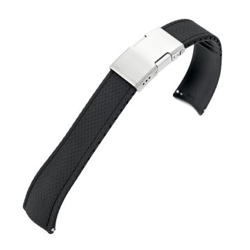 FKM41 Black Quick Release Titanium Slinea Clasp FKM Rubber Watch Band, 20mm or 22mm - 21mm