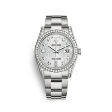 Rolex Day-Date 36 White Gold Diamonds / Oyster / Silver Computer