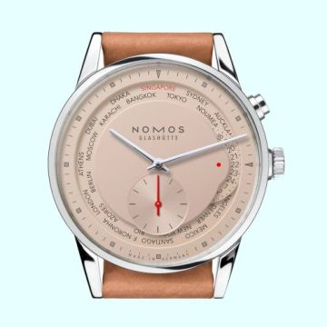 Nomos Glashütte Zürich Weltzeit Red Dot Salmon