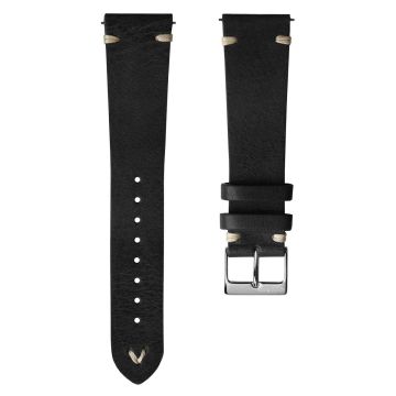 Classic Simple Handmade Italian Leather Watch Strap - Black - 20mm