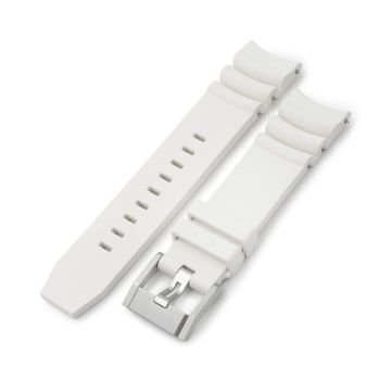 Q.R. Firewave Resilient Curved End FKM rubber Watch Strap, White 22mm - 25mm