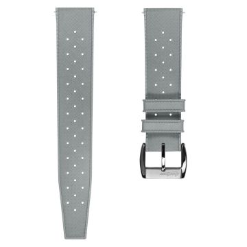 Vintage Style Perforated Rubber Watch Strap - Grey - 20mm