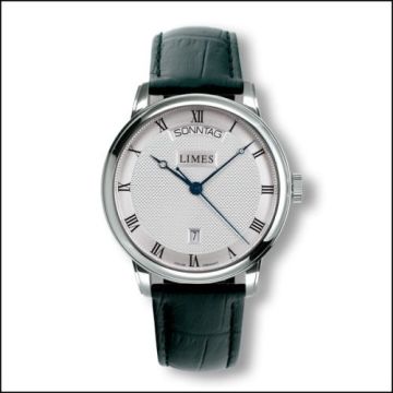 Limes Pharo DayDate - silvered - black leather strap