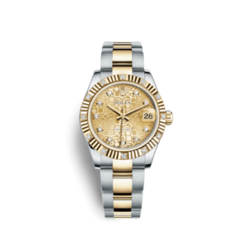 Rolex Datejust 31 Rolesor Yellow Fluted Diamond / Oyster / Champagne Computer