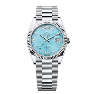 Rolex Day-Date 36 Platinum - Fluted / Turquoise / President