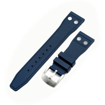 Quick Release Navy Blue Rivet Pilot FKM rubber watch strap, 20mm or 22mm - 22mm