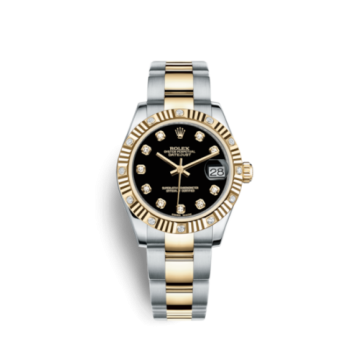 Rolex Datejust 31 Rolesor Fluted Diamond / Oyster / Black Diamond