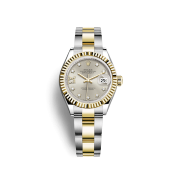 Rolex Lady-Datejust 28 Rolesor Yellow Fluted / Oyster / Silver Diamond