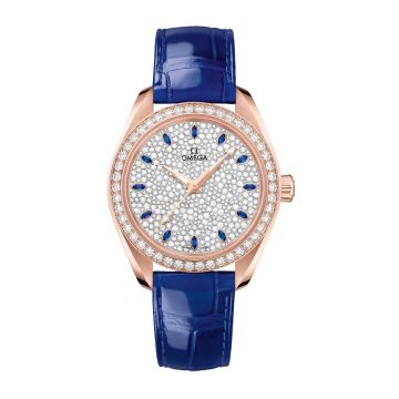 Omega Seamaster Aqua Terra 150M Master Chronometer 34 Sedna Gold / Diamond / Snow Sapphire / Alligator