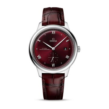 Omega De Ville Small Seconds Master Chronometer Stainless Steel / Burgundy