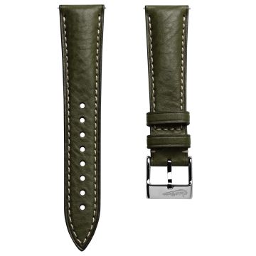 Original Highley Padded Minerva Italian Leather Watch Strap - Olive Green - 21mm