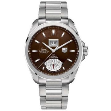 TAG Heuer Grand Carrera Calibre 8 RS Grande Date GMT Stainless Steel / Brown / Bracelet
