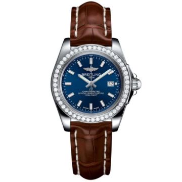 Breitling Galactic 32 Sleek Edition Stainless Steel / Diamond / Horizon Blue / Croco