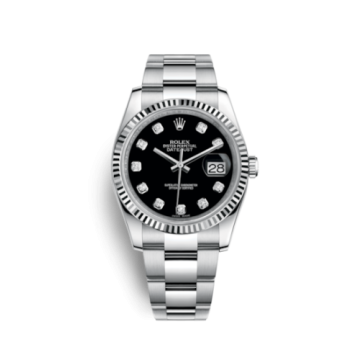 Rolex Datejust 36 Stainless Steel Fluted / Oyster / Black Diamond