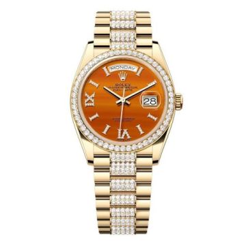 Rolex Day-Date 36 Yellow Gold - Diamond / Carnelian / President - Diamond