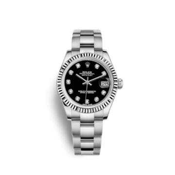 Rolex Datejust 31 Stainless Steel Fluted / Oyster / Black - Diamond