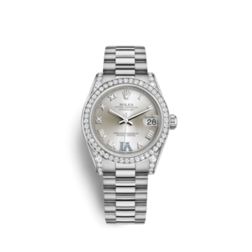 Rolex Datejust 31 White Gold Diamond / President / Silver Roman