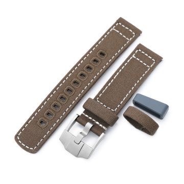 Tan Color Quick Release Canvas Watch Strap - 20mm