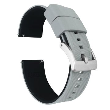 Cool Grey Top Black Bottom Elite Silicone Watch Band - 23mm