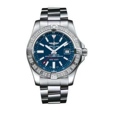 Breitling Avenger II GMT Stainless Steel / Diamond / Mariner Blue / Bracelet