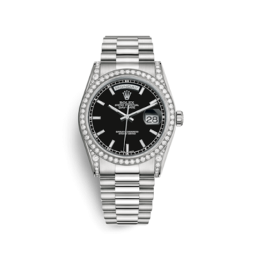 Rolex Day-Date 36 White Gold Diamonds / President / Black
