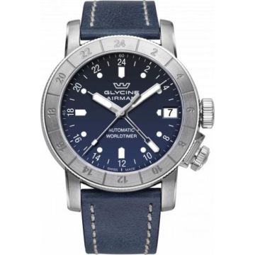 Glycine Airman 46 GMT Automatic Stainless Steel / Blue