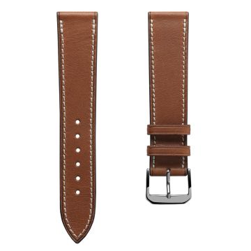 Camden Handmade and Handstitched French Leather Watch Strap - Cognac / White Stitching - 21mm