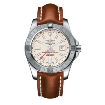 Breitling Avenger II GMT Stainless Steel / Stratus Silver / Calf / Folding