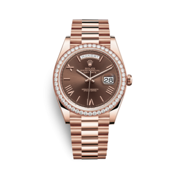 Rolex Day-Date 40 Everose - Diamond / Chocolate - Roman
