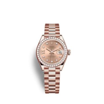 Rolex Lady-Datejust 28 Rose Gold / Diamond / Rose - Diamond / President