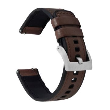 Dark Brown Pittards Water Resistant Leather Silicone Base Watch Band - 18mm