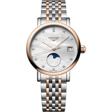 Longines Elegant Collection Moonphase 30 Stainless Steel - Pink Gold / MOP / Bracelet