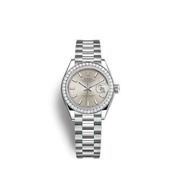 Rolex Lady-Datejust 28 White Gold - Diamond / President / Silver