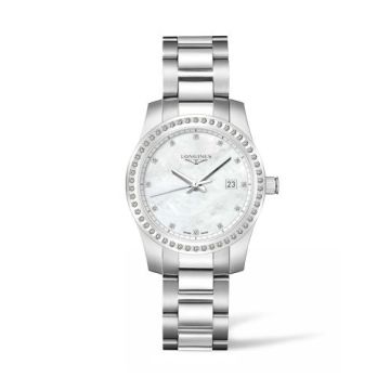 Longines Conquest Quartz 36 Stainless Steel - Diamond / MOP