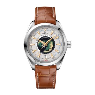 Omega Seamaster Aqua Terra 150M Master Chronometer 43 Worldtimer Platinum / Enamel / Alligator
