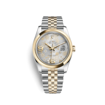 Rolex Datejust 36 Rolesor Yellow Domed / Jubilee / Silver Floral