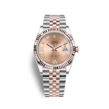 Rolex Datejust 36 Stainless Steel / Everose / Fluted / Rose Roman Diamond / Jubilee