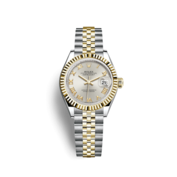 Rolex Lady-Datejust 28 Rolesor Yellow Fluted / Jubilee / Silver Roman