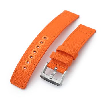 Straight Quick Release Canvas Watch Strap in Orange, 20mm or 22mm - 22mm