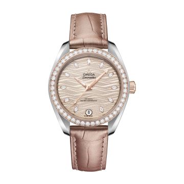 Omega Seamaster Aqua Terra 150M Master Chronometer 34 Stainless Steel / Sedna Gold / Diamond / Grey - Diamond / Alligator
