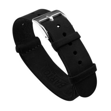 Black Leather NATO® style Watch Band - 18mm