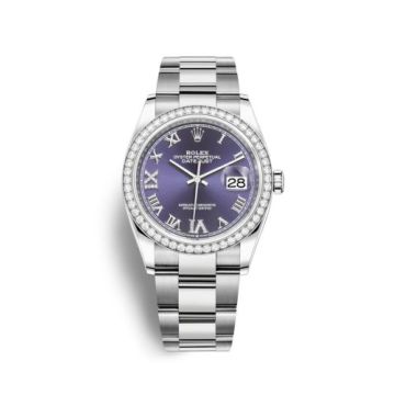 Rolex Datejust 36 Stainless Steel / Diamond / Aubergine Roman-Diamonds / Oyster