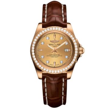 Breitling Galactic 32 Sleek Edition Rose Gold / Diamond / Golden Sun Diamond / Croco