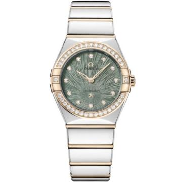 Omega Constellation Manhattan 28 Quartz Stainless Steel - Moonshine Gold - Diamond / Green Supernova