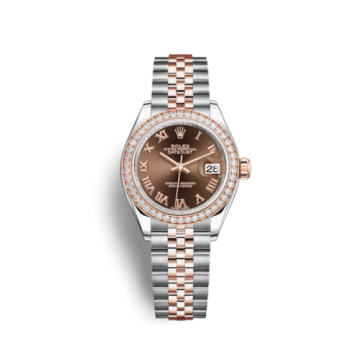 Rolex Lady-Datejust 28 Rolesor Rose Diamond / Jubilee / Chocolate Roman