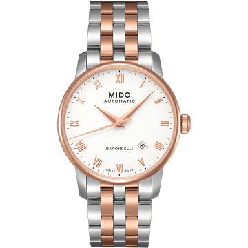 Mido Baroncelli Tradition Stainless Steel - Rose Gold / White / Bracelet